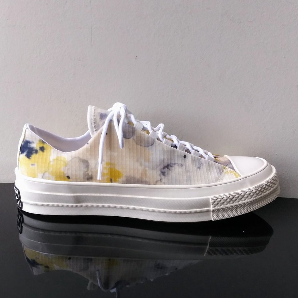 Converse Low Top Sneakers White with Yellow and Navy Tie-Dye